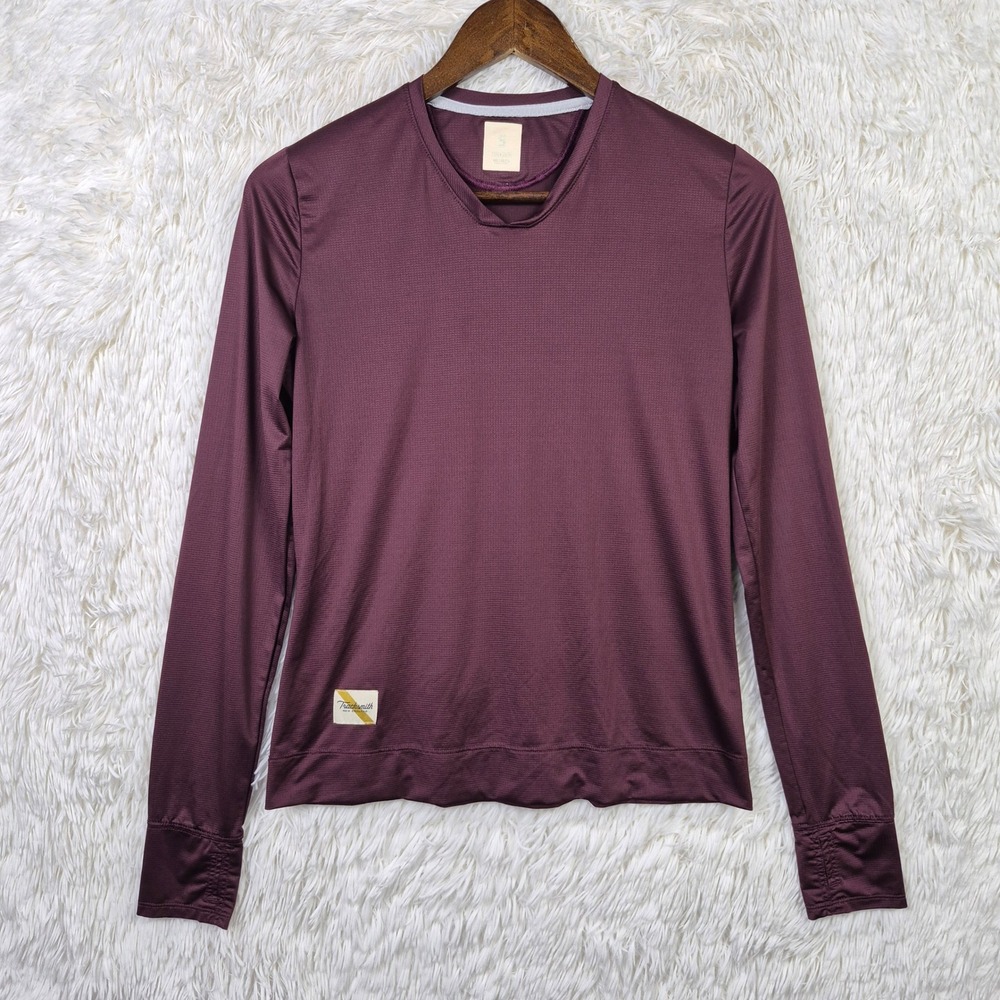 Tracksmith Twilight Long Sleeve Running Shirt Womens Small Plum Burgundy Mesh